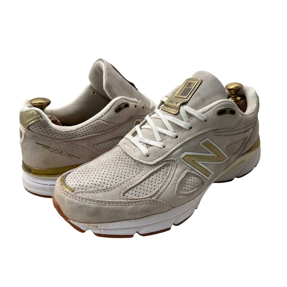 New Balance 990v4 Angora Made in USA Shoes Sz 12 Men's Off White Gold M990AG4‎